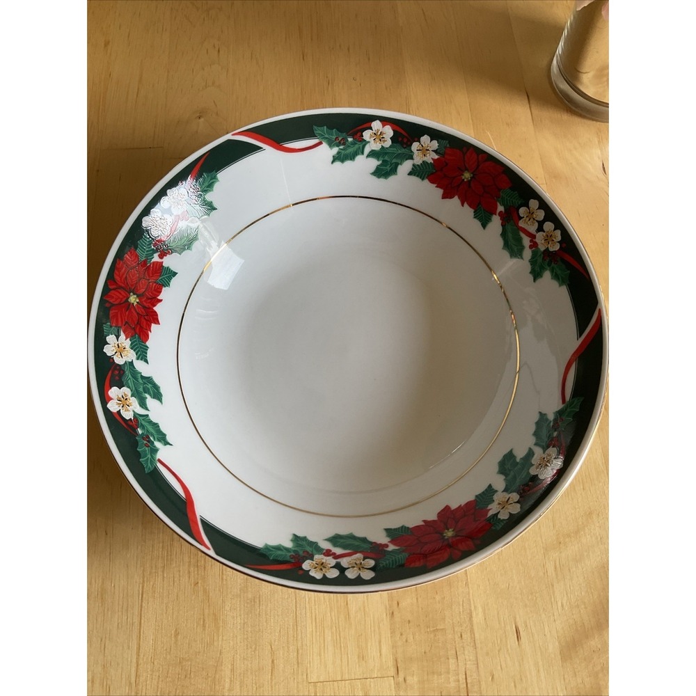 Tienshan Fine China Christmas Deck The Halls - 9 1/4" Serving Bowl